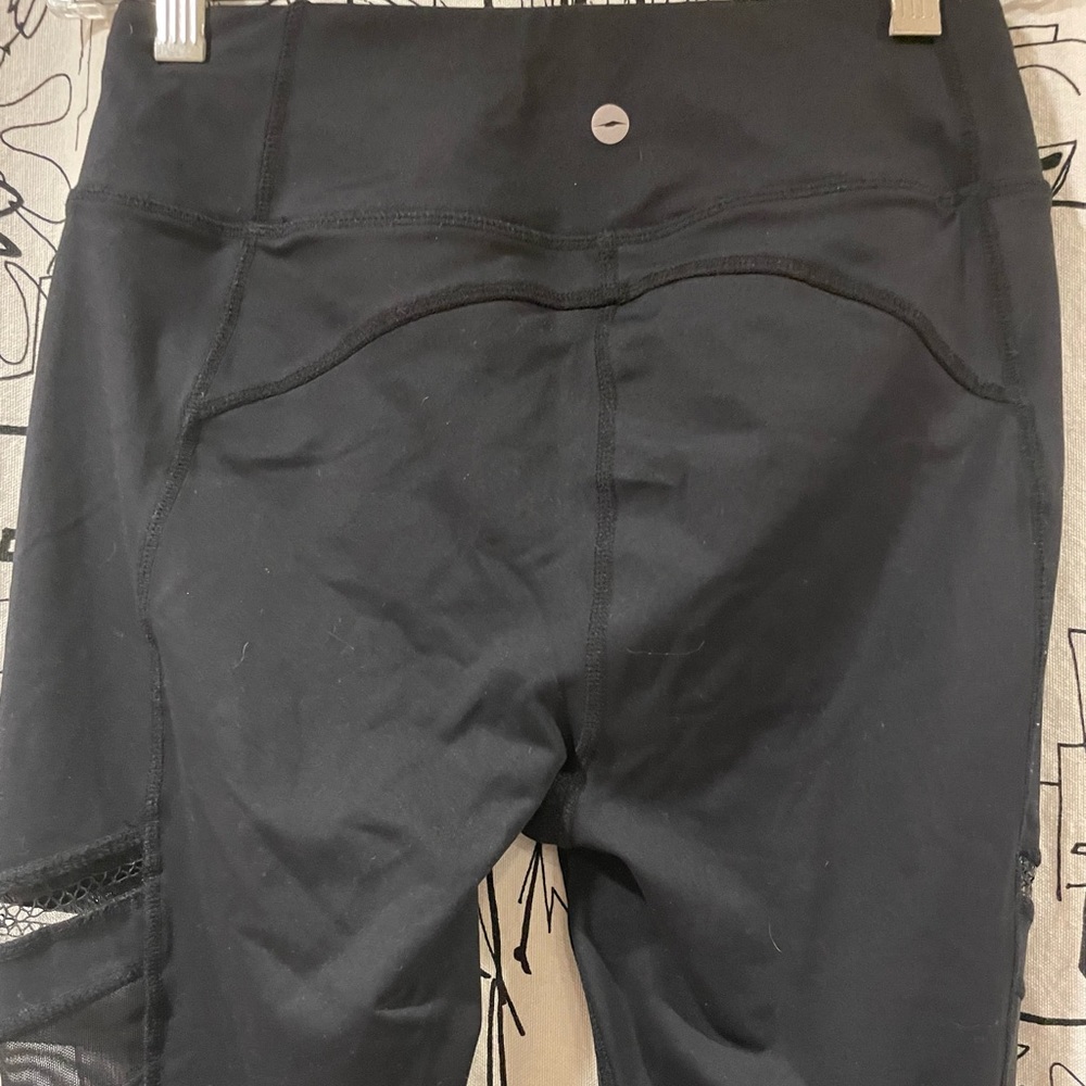 Avia Full Length Mesh & Lace Leg Cutout Insets Black Legging Sz XS / XCH 0-2 - Picture 5 of 14